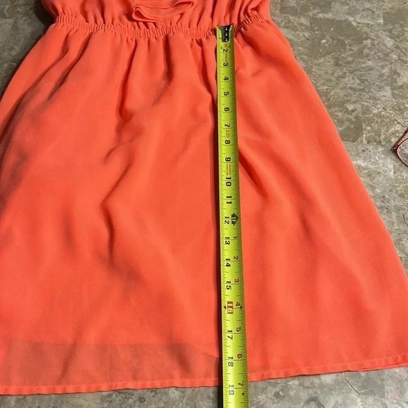 Simon Twik dress women M.  Coral ,summer,halter style,ruffles,lined,chiffon,mini - Picture 10 of 12